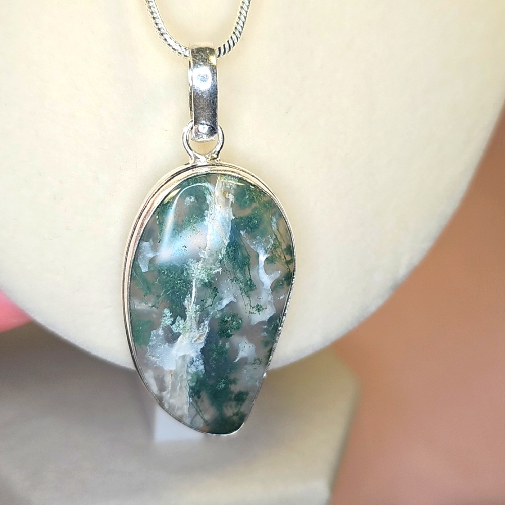 Moss Agate Pendant Necklace